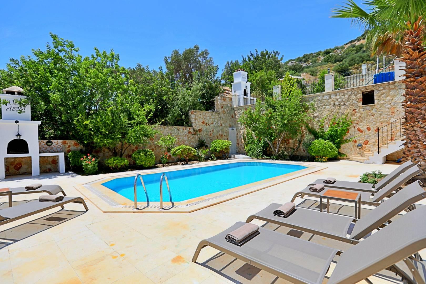 Kaş Kalkan'da Deniz ve Doğa Manzaralı, Özel Havuzlu, 6 Kişilik Villa-41686