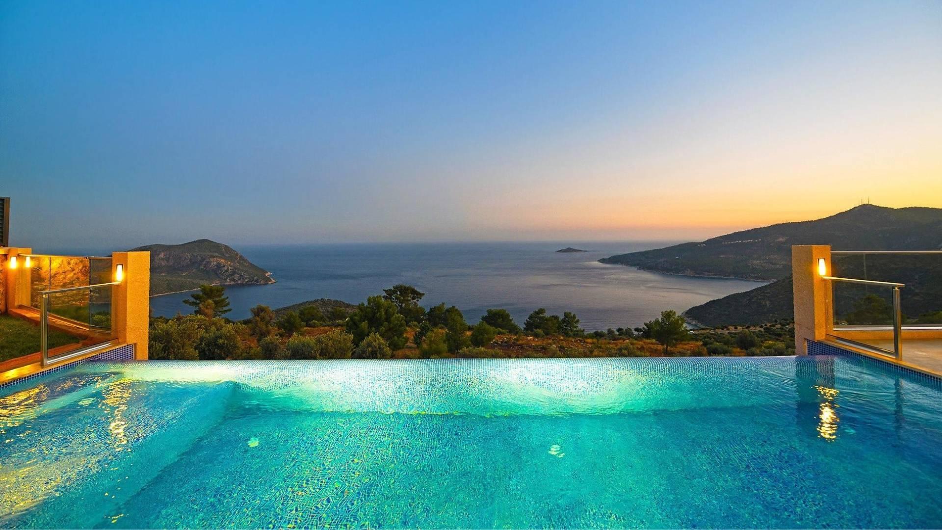 Kaş Kalkan'da Göz Alıcı Deniz Manzaralı, Özel Havuzlu, Balayı Villası-41408