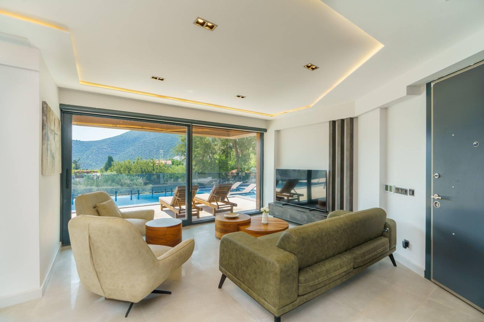 Kaş Kalamar Bölgesinde Muhteşem Manzaralı, Özel Havuzlu, 2+1 Villa-43092