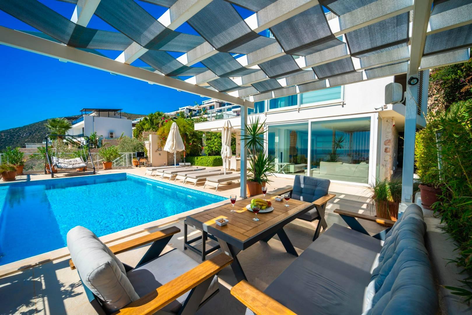 Kaş Kalkan'da Muhteşem Deniz Manzaralı, Özel Havuzlu, Ferah Villa-41511