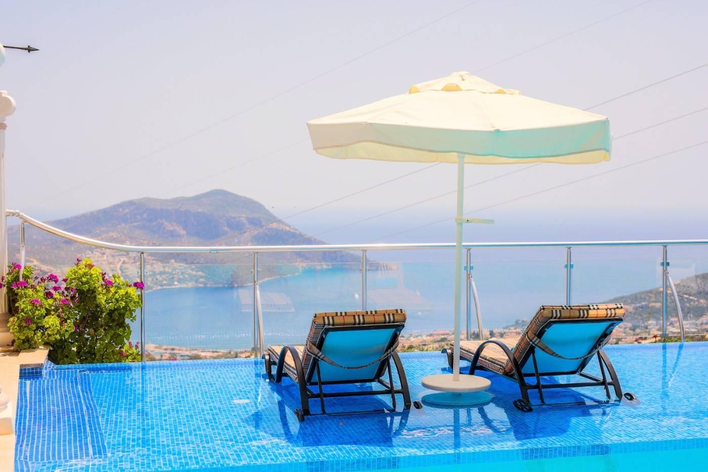 Kaş İslamlar'da Panoramik Deniz Manzaralı, Özel Havuzlu, Şık Villa-37861