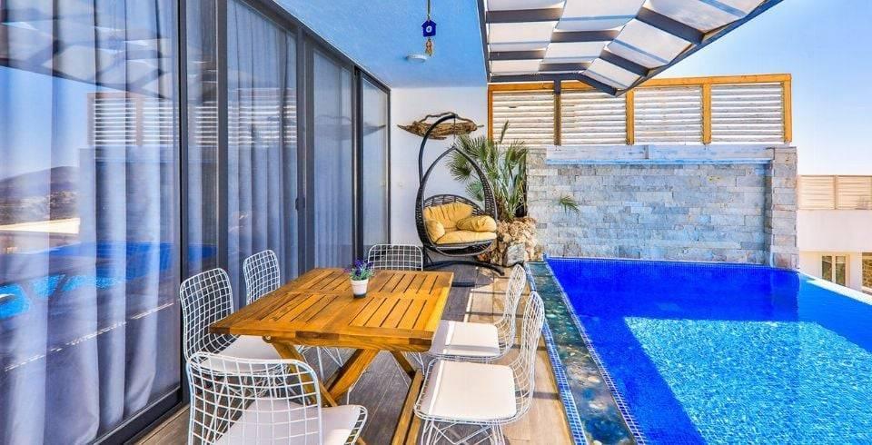 Kalkan Kördere'de Deniz Manzaralı, Özel Havuzlu, Hamamlı Villa-13557