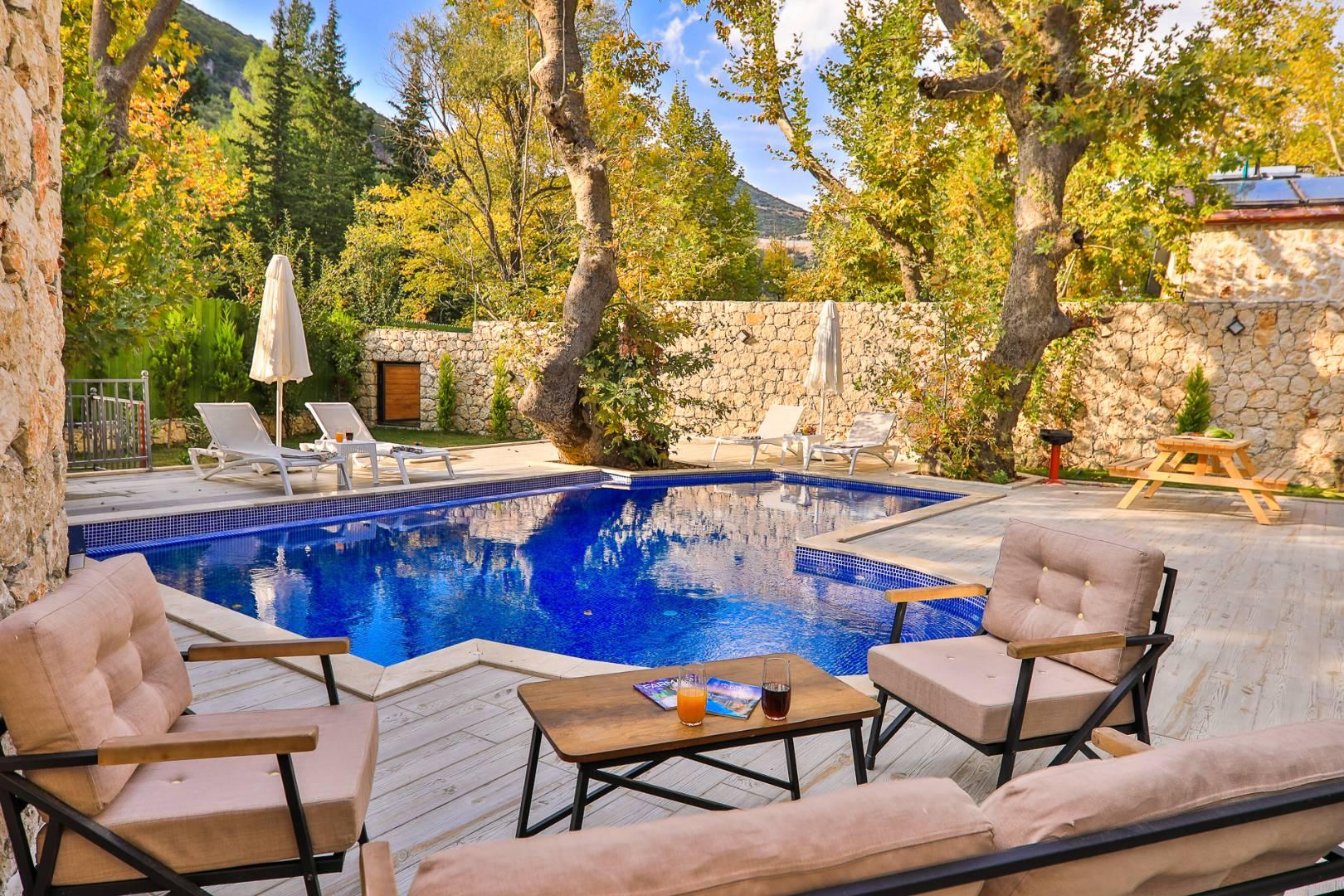 Kaş Sarıbelen'de Muhteşem Doğa İçerisinde, Özel Havuzlu, Taş Villa-14688