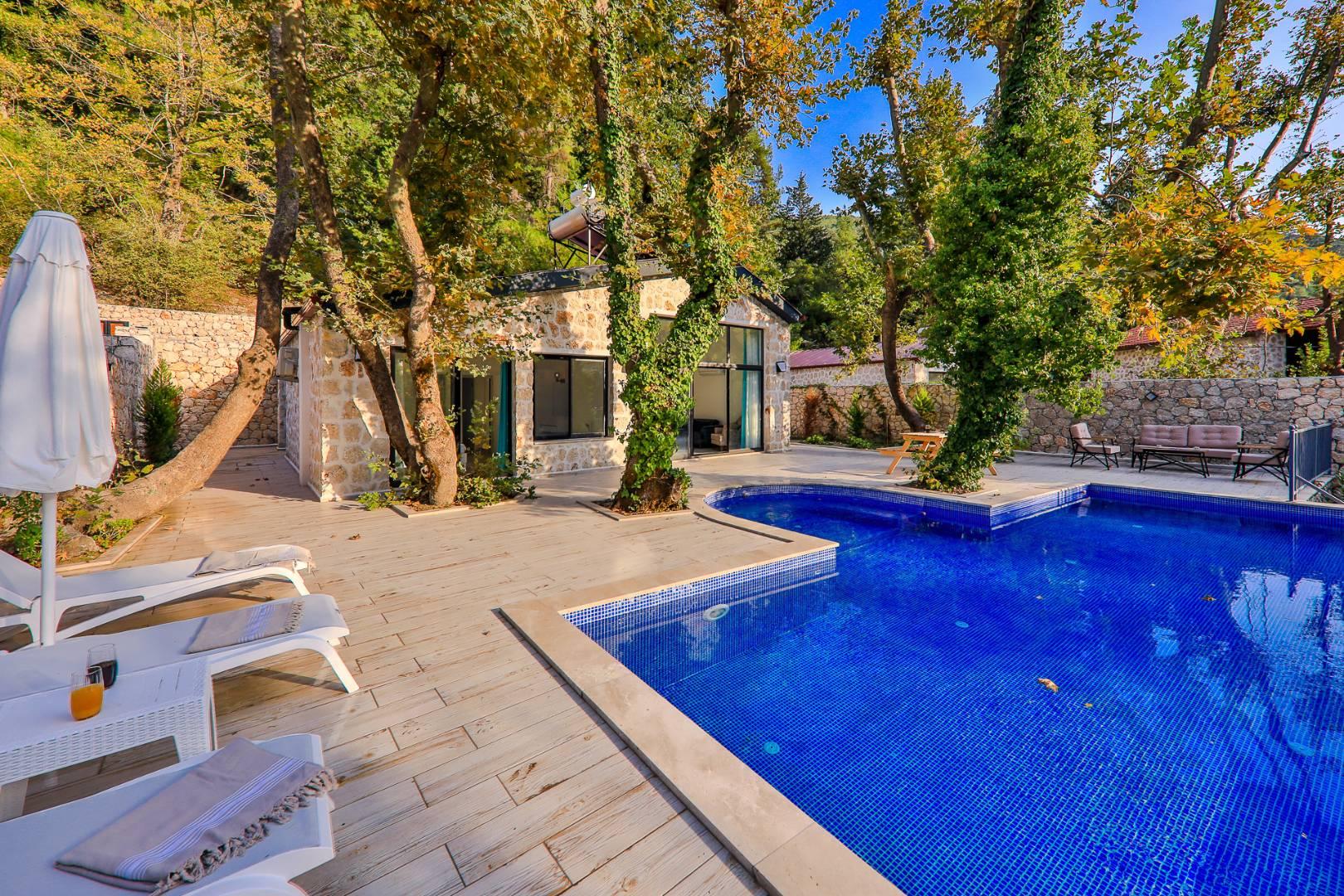 Kaş Sarıbelen'de Sakin Konumda, Özel Havuzlu, Bahçeli Villa-12295