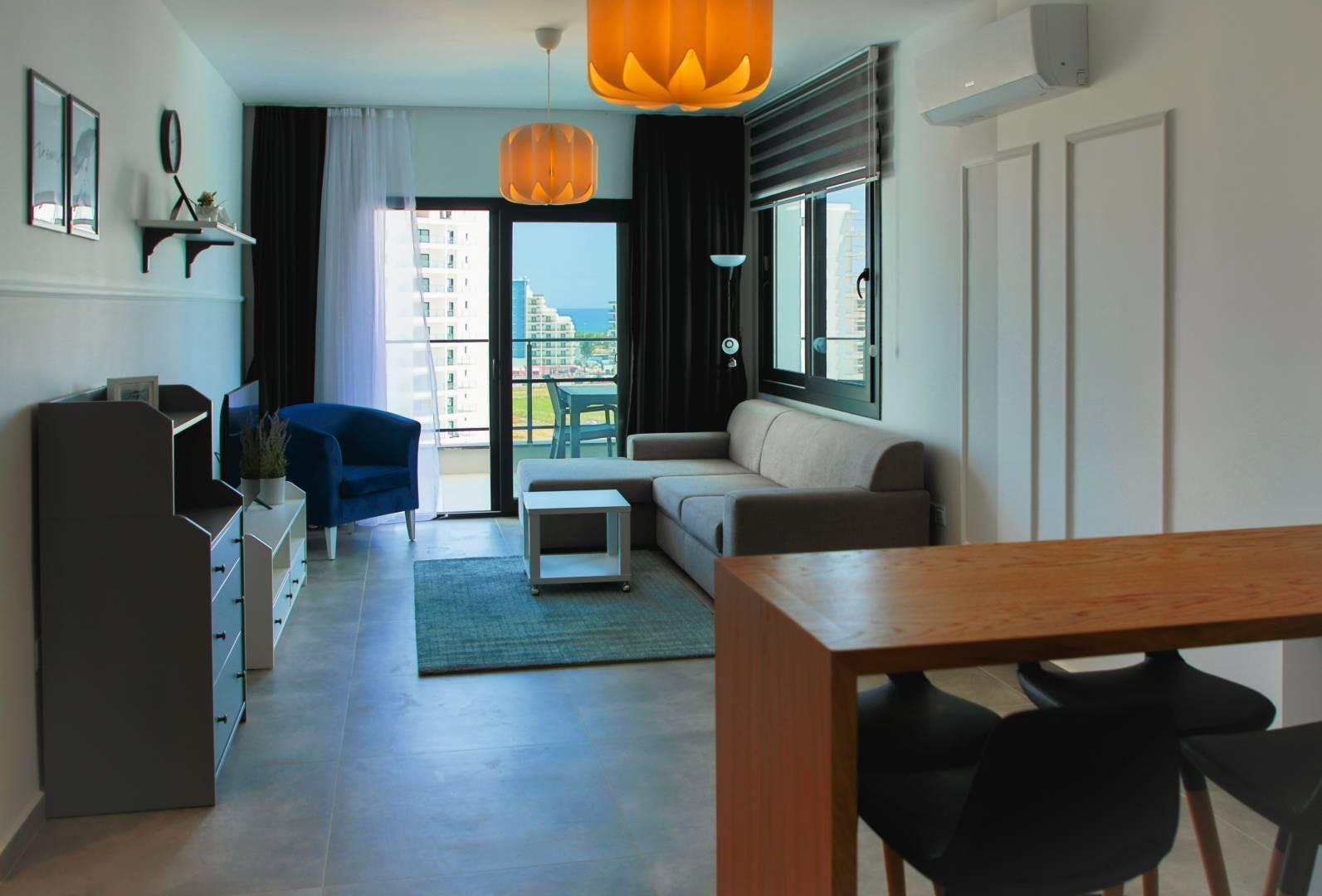 Kıbrıs İskele'de Enfes Deniz Manzaralı, Ortak Havuzlu, Şık Tatil Daire-42404