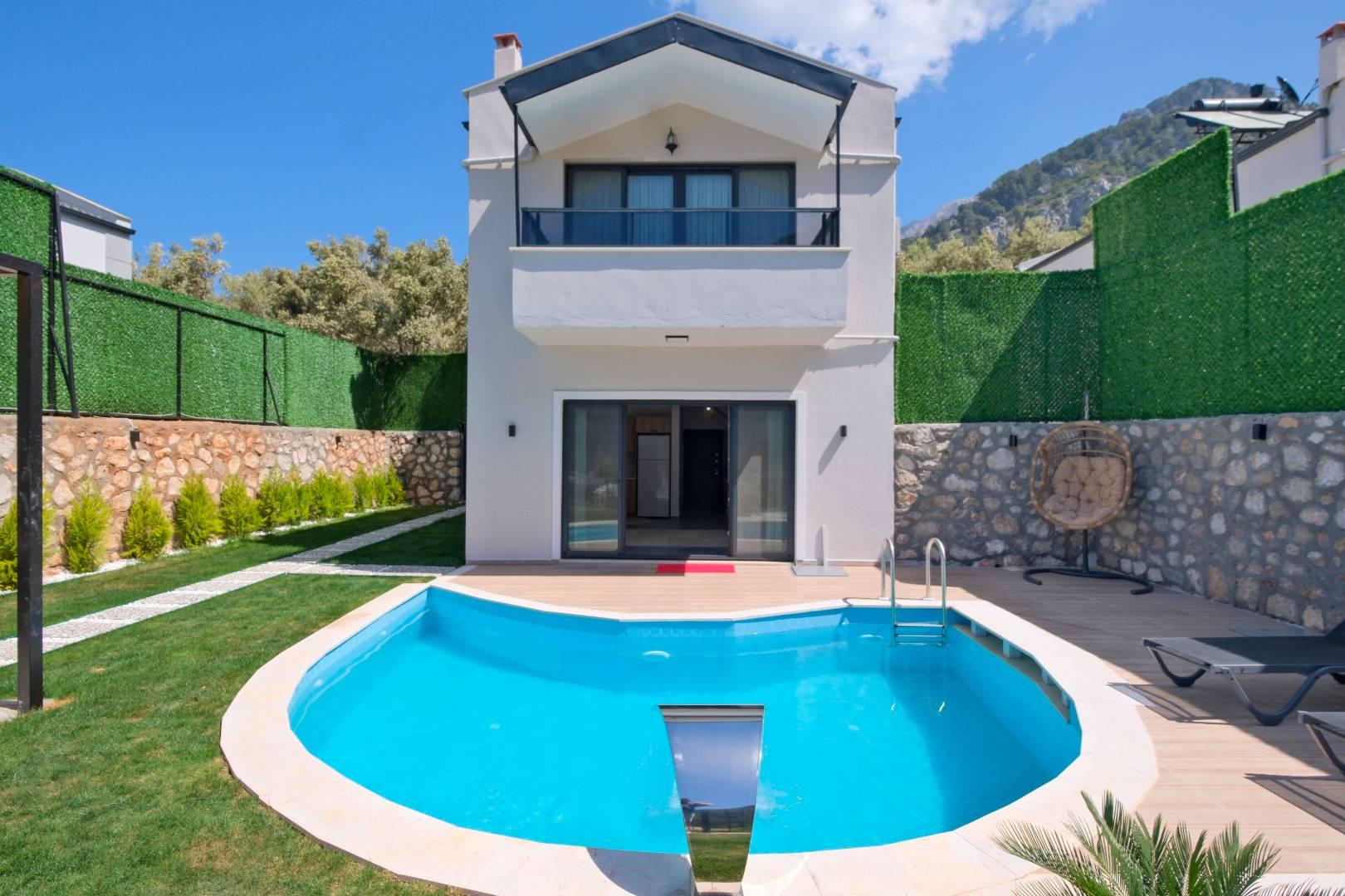 Fethiye Karaağaç'ta Deniz Manzaralı, Özel Havuzlu, Bohem Villa-40612