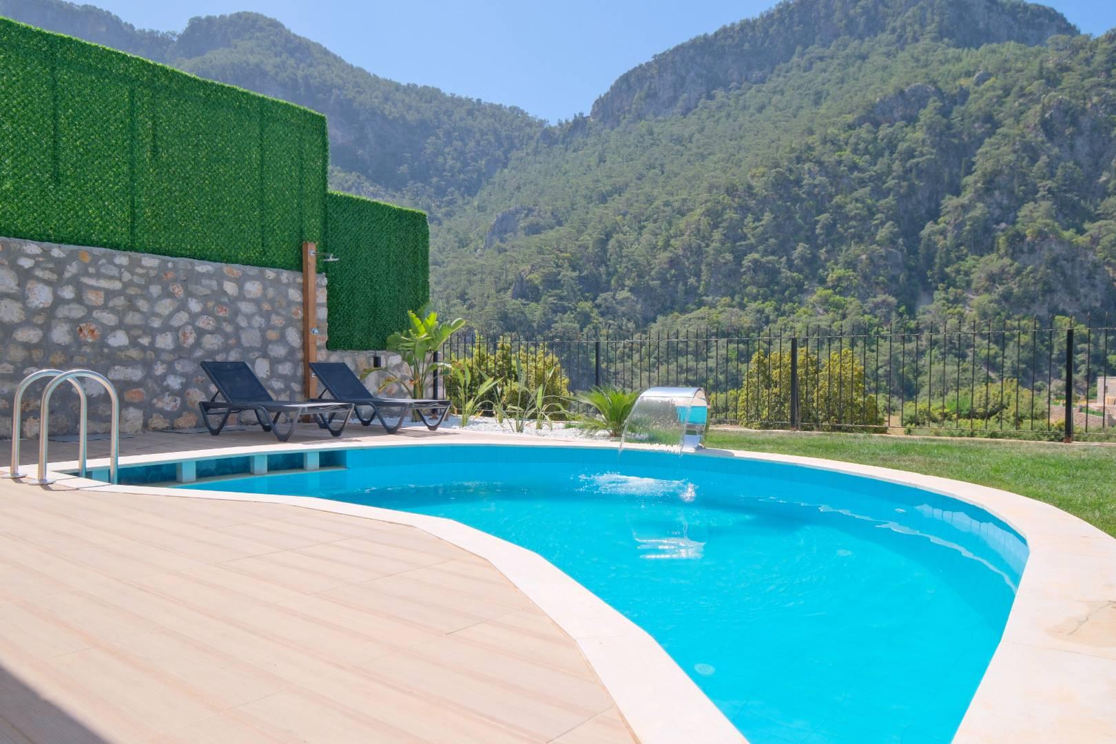 Fethiye Karaağaç'ta Deniz Manzaralı, Özel Havuzlu, Bohem Villa-40612