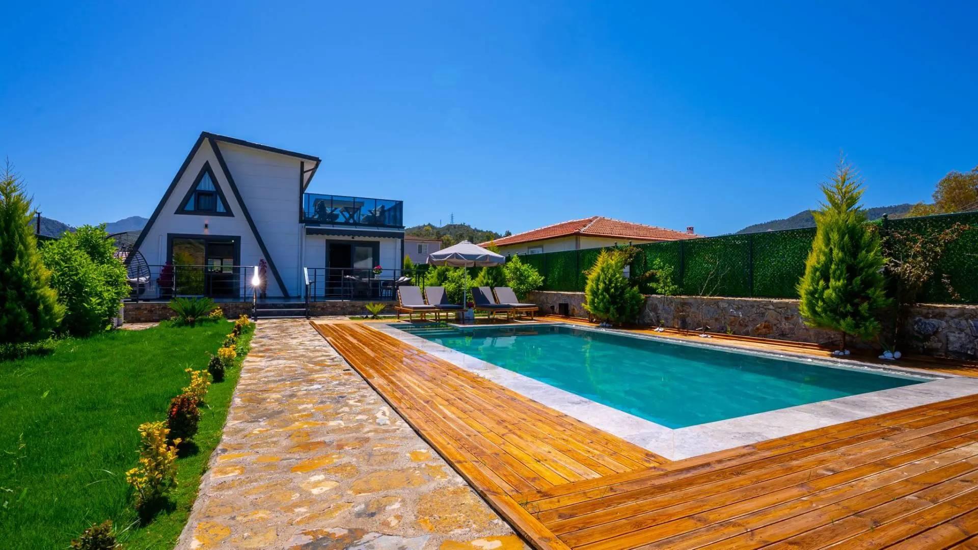 Muğla Marmaris'te Harika Doğada, Isıtmalı Havuzlu, Şık Bungalov-34959