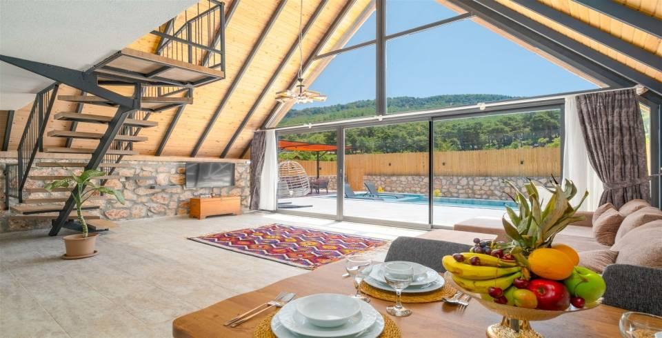 Kaş Sarıbelen'de Gözlerden Uzak Konumda, Özel Havuzlu, 2+1 Bungalov-39903