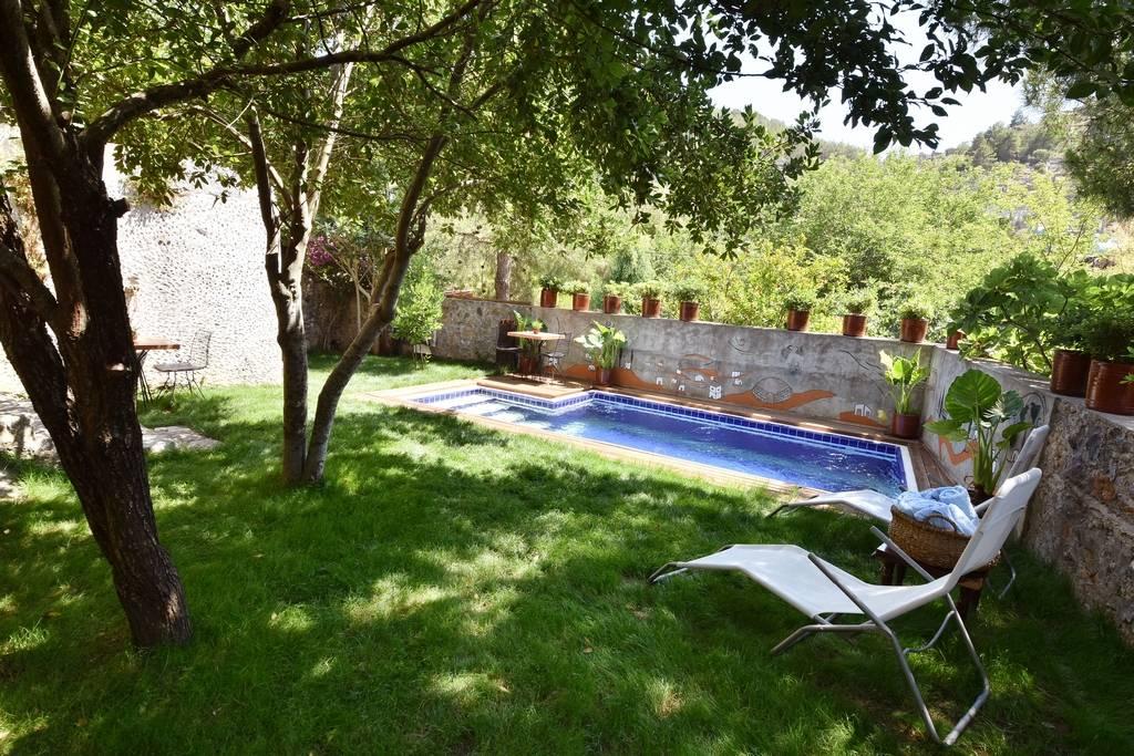 Fethiye Kayaköy'de Rum Mimarisine Sahip, Özel Havuzlu, Bahçeli Villa-41939